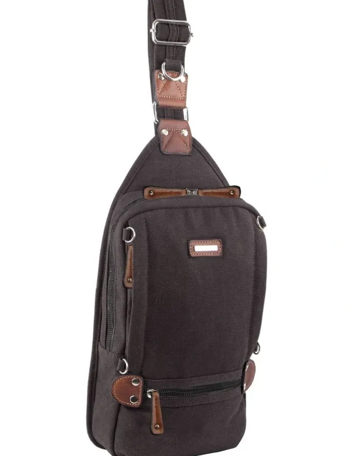 PIERRE CARDIN Canvas Cross Body Sling Bag in Black