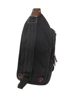PIERRE CARDIN Canvas Cross Body Sling Bag in Black