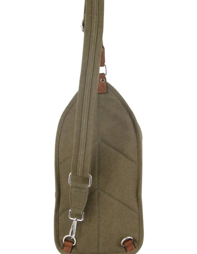 PIERRE CARDIN Canvas Cross Body Sling Bag in Brown