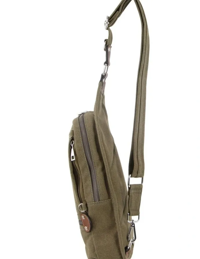 PIERRE CARDIN Canvas Cross Body Sling Bag in Brown
