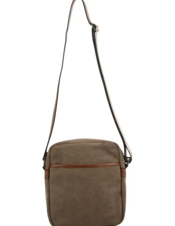 PIERRE CARDIN Canvas Cross Body Messenger Sling Bag in Brown/Cognac