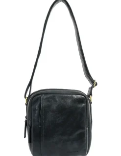 PIERRE CARDIN Classic Leather Crossbody Bag in Black
