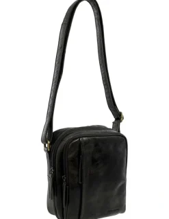 PIERRE CARDIN Classic Leather Crossbody Bag in Black