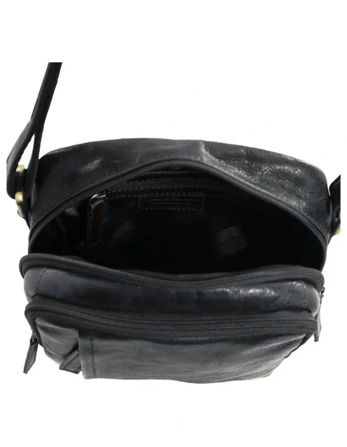 PIERRE CARDIN Classic Leather Crossbody Bag in Black