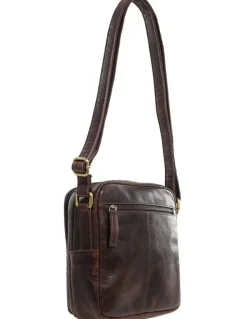 PIERRE CARDIN Classic Leather Crossbody Bag in Chocolate