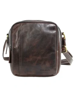 PIERRE CARDIN Classic Leather Crossbody Bag in Chocolate