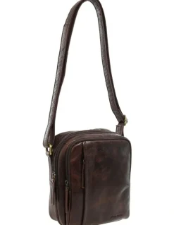 PIERRE CARDIN Classic Leather Crossbody Bag in Chocolate