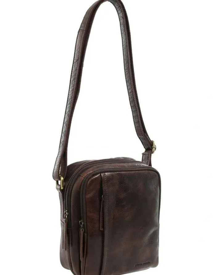 PIERRE CARDIN Classic Leather Crossbody Bag in Chocolate