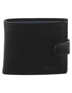 PIERRE CARDIN Italian Leather Two Tone Wallet in Black/Midnight