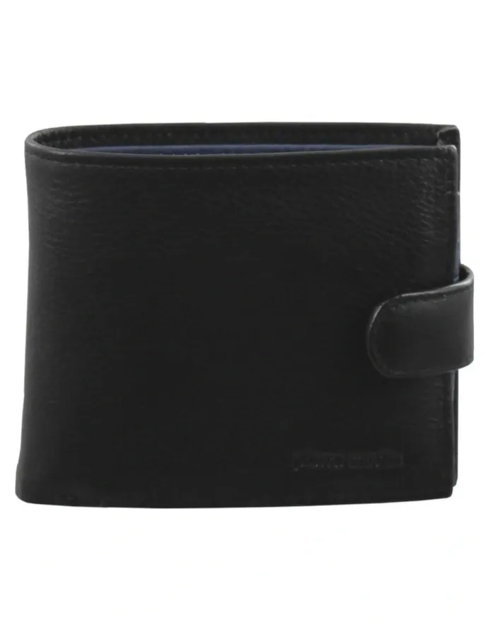 PIERRE CARDIN Italian Leather Two Tone Wallet in Black/Midnight