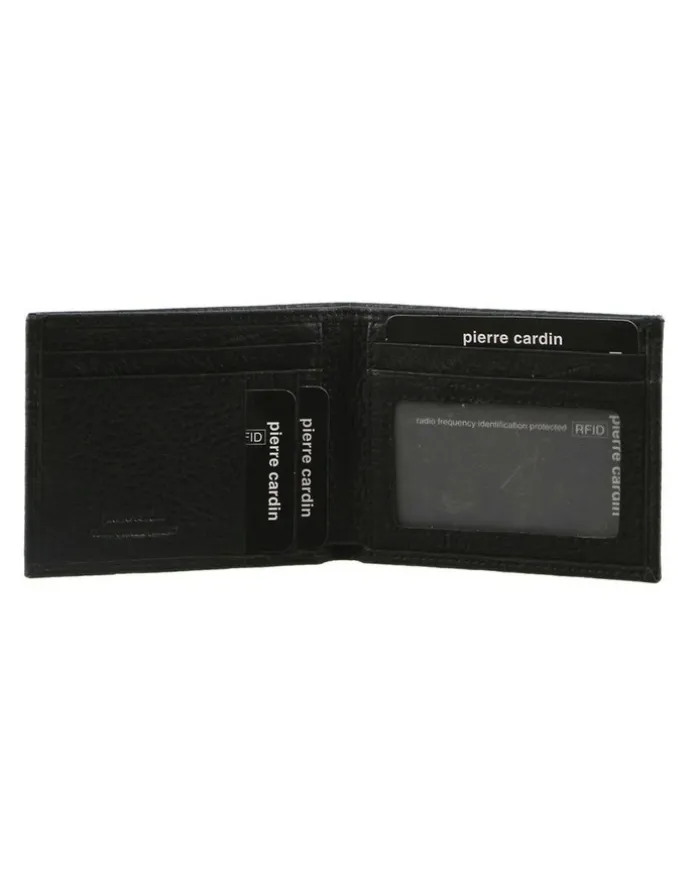 PIERRE CARDIN Italian Leather Bi-Fold Wallet in Black
