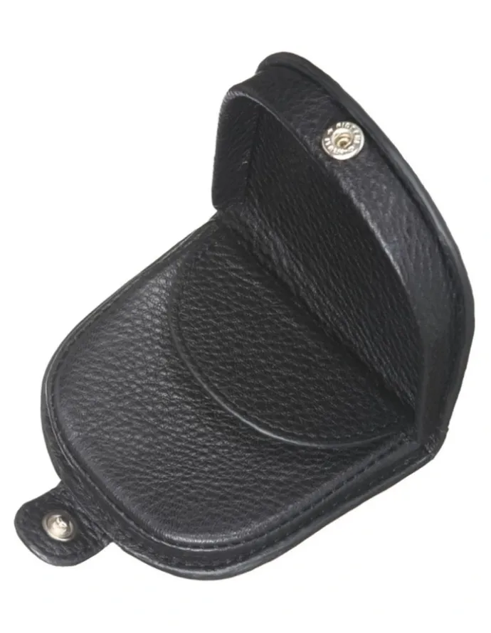 PIERRE CARDIN Italian Leather Coin Purse in Black