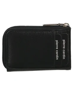 PIERRE CARDIN Italian Leather Key + Credit Card Holder in Black
