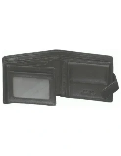 PIERRE CARDIN Italian Leather Tab Wallet in Black
