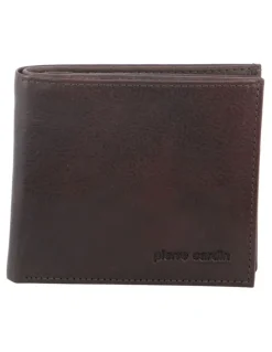 PIERRE CARDIN Italian Leather Tri-Fold Wallet in Chocolate