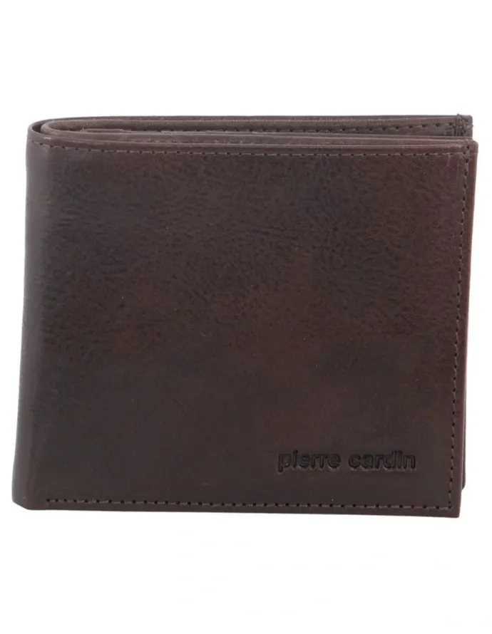 PIERRE CARDIN Italian Leather Tri-Fold Wallet in Chocolate