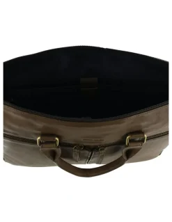 PIERRE CARDIN Italian Leather Business Briefcase/Messenger Bag in Oak