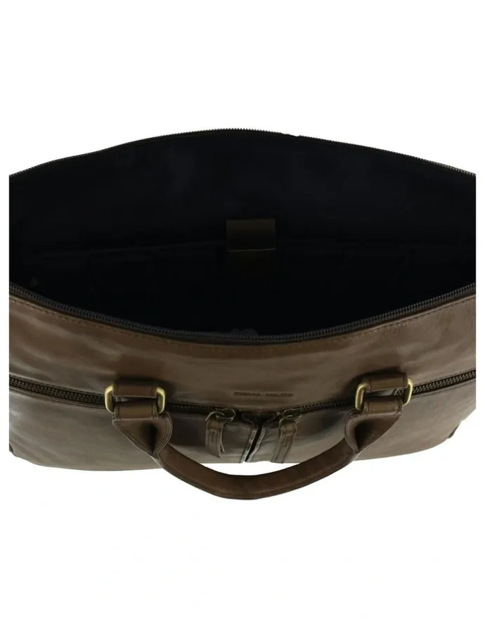 PIERRE CARDIN Italian Leather Business Briefcase/Messenger Bag in Oak
