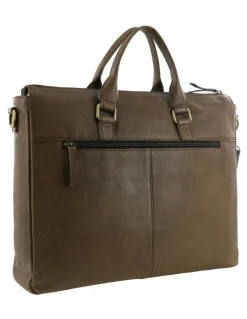 PIERRE CARDIN Italian Leather Business Briefcase/Messenger Bag in Oak