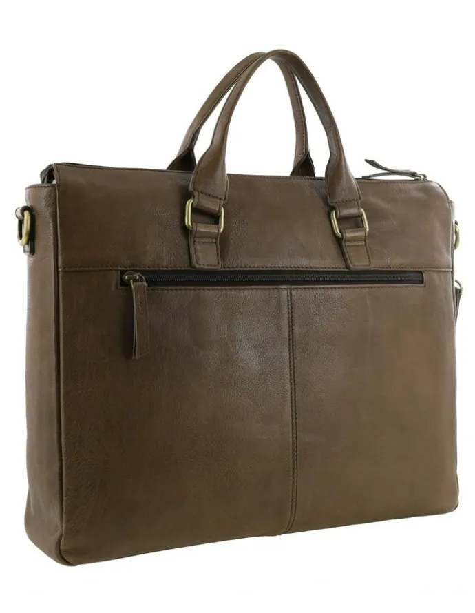 PIERRE CARDIN Italian Leather Business Briefcase/Messenger Bag in Oak