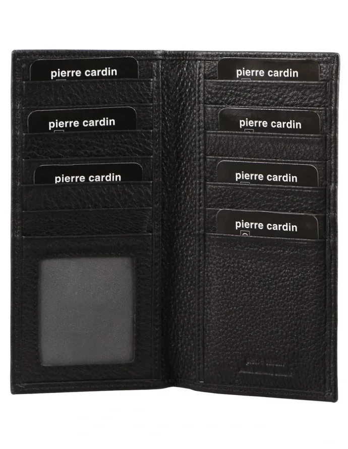 PIERRE CARDIN Italian Leather Suit Wallet in Black
