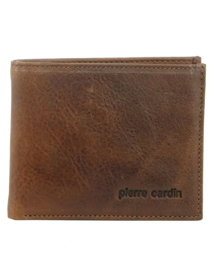 PIERRE CARDIN Italian Leather Bi-Fold Wallet in Cognac