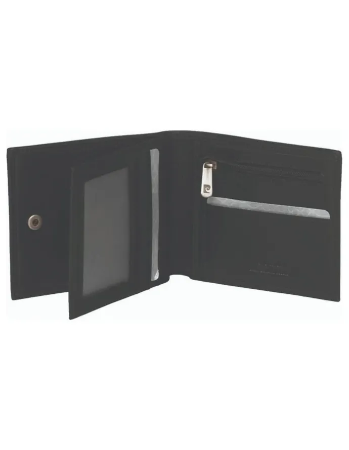 PIERRE CARDIN Italian Leather Tri-Fold Wallet in Black