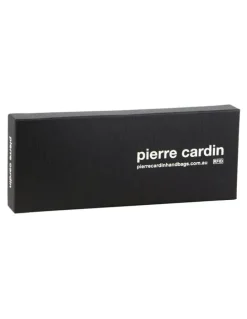 PIERRE CARDIN Italian Leather Two Tone Wallet/Card Holder in Black/Cognac