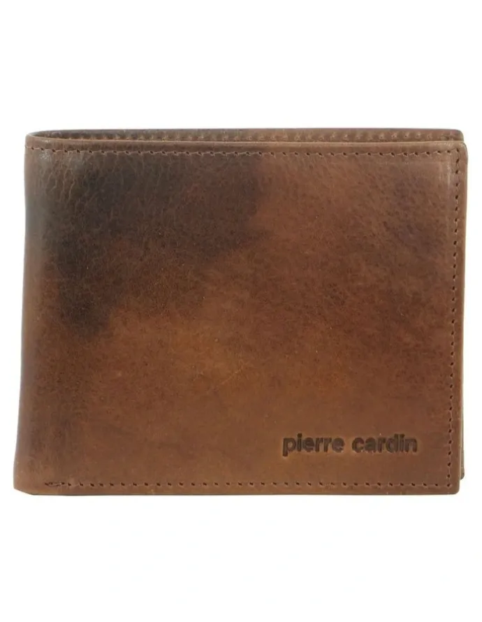 PIERRE CARDIN Italian Leather Bi-Fold Wallet in Cognac