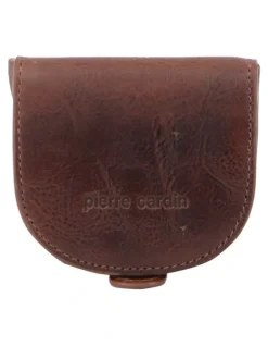 PIERRE CARDIN Italian Leather Coin Purse in Black