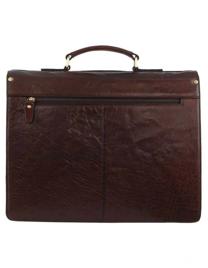 PIERRE CARDIN Leather Business/Computer Bag in Brown