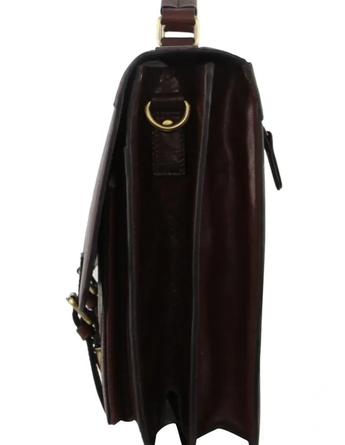 PIERRE CARDIN Leather Business/Computer Bag in Brown