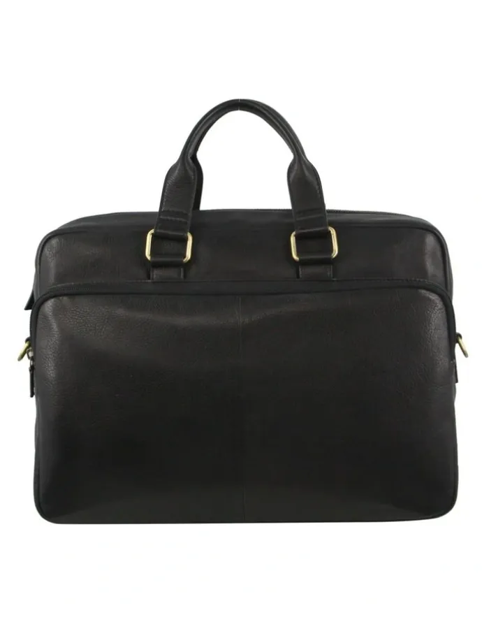 PIERRE CARDIN Leather Business Computer Bag in Black