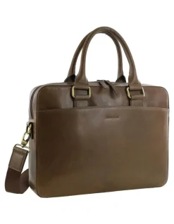 PIERRE CARDIN Leather Business Satchel Bag in Oak