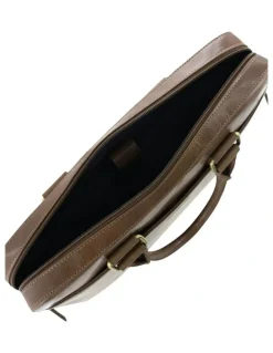 PIERRE CARDIN Leather Business Satchel Bag in Oak
