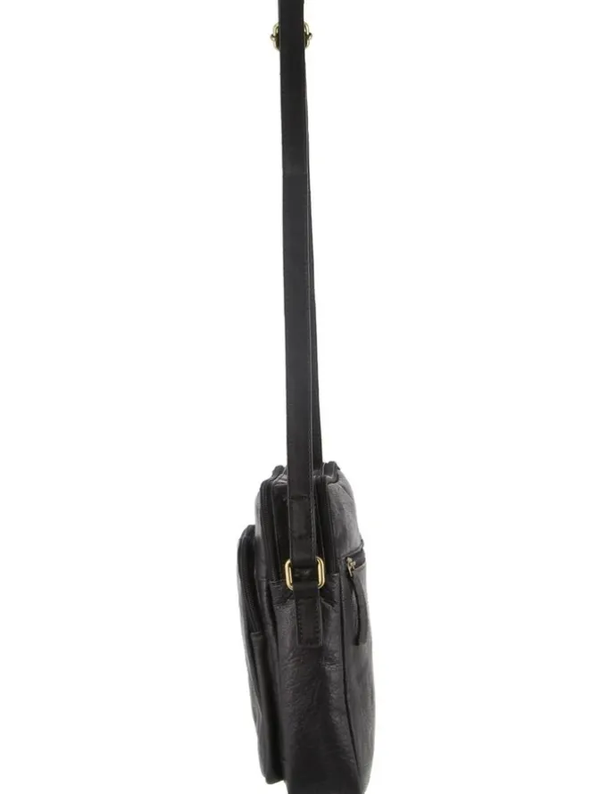 PIERRE CARDIN Leather Cross-Body Bag in Black