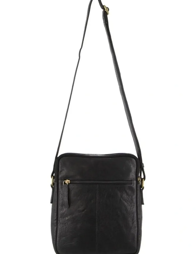 PIERRE CARDIN Leather Cross-Body Bag in Black