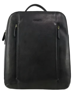 PIERRE CARDIN Leather Functional Business/Laptop Backpack in Black