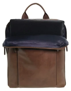 PIERRE CARDIN Leather Functional Business Laptop Backpack in Oak
