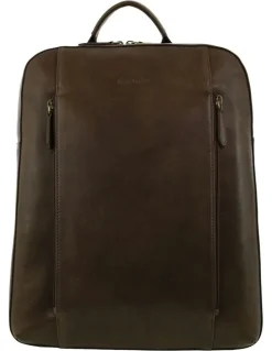 PIERRE CARDIN Leather Functional Business Laptop Backpack in Oak