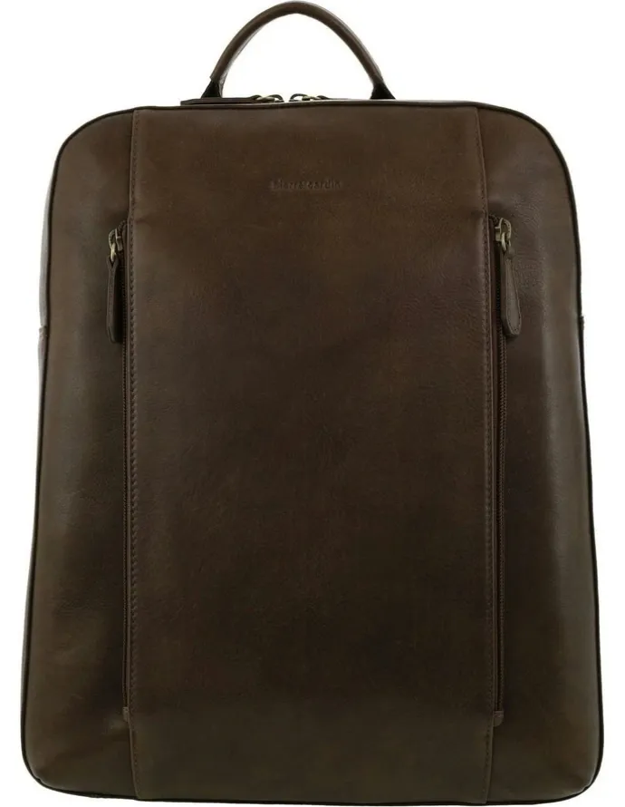 PIERRE CARDIN Leather Functional Business Laptop Backpack in Oak