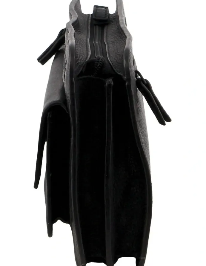 PIERRE CARDIN Leather Multi Compartment Organizer Bag in Black