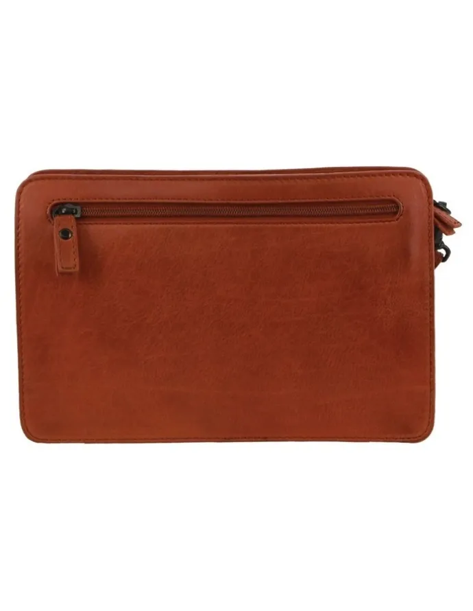 PIERRE CARDIN Leather Multi Compartment Organiser Bag in Cognac