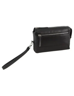 PIERRE CARDIN Leather Organizer Bag in Black
