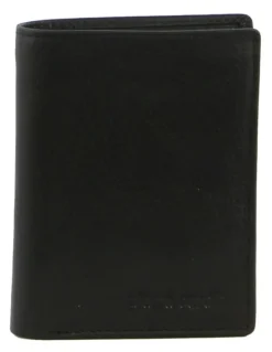 PIERRE CARDIN Leather Tri-Fold Wallet in Black