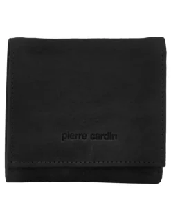 PIERRE CARDIN Leather Tri-Fold Wallet in Black