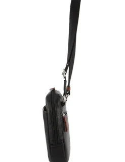 PIERRE CARDIN Leather Unisex Cross-Body Bag in Black