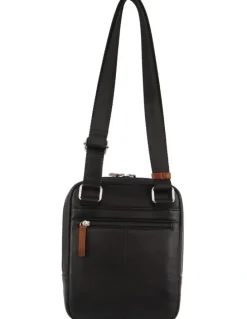 PIERRE CARDIN Leather Unisex Cross-Body Bag in Black