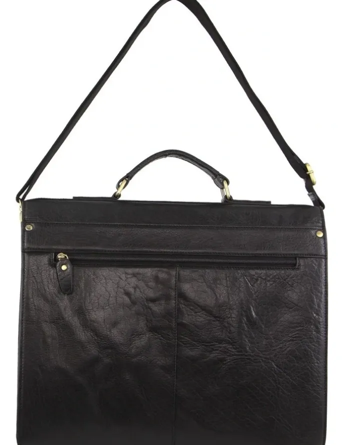 PIERRE CARDIN Men's Leather Business/Computer Bag in Black
