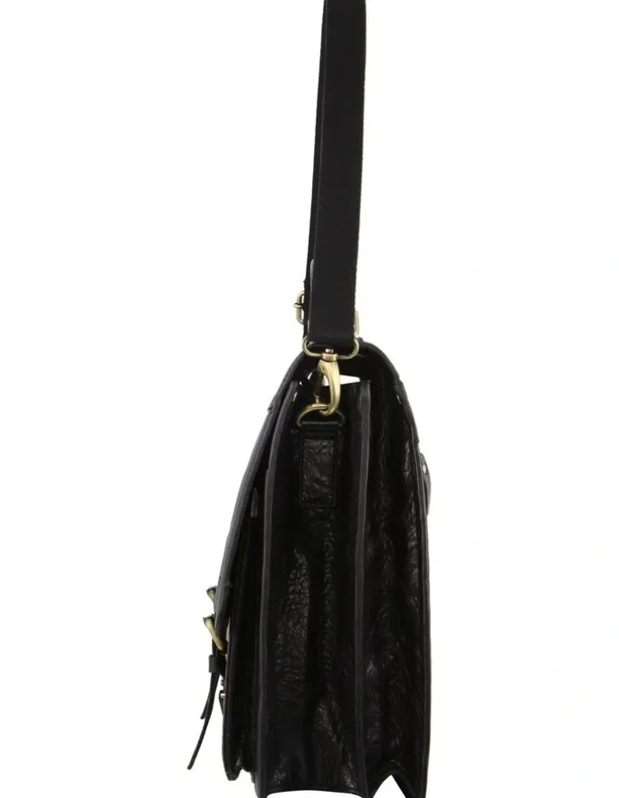 PIERRE CARDIN Men's Leather Business/Computer Bag in Black